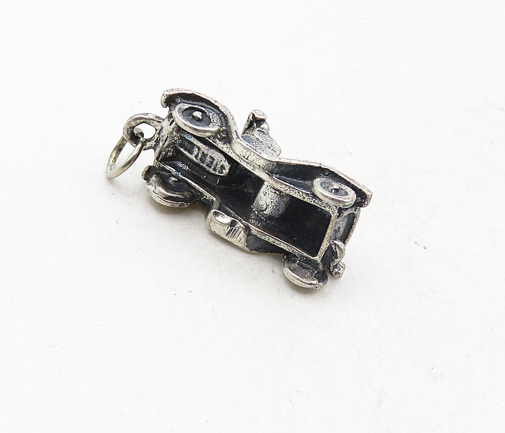 925 Sterling Silver  Vintage Petite Oxidized Old Fashioned Car Pendant  PT6860