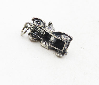 925 Sterling Silver  Vintage Petite Oxidized Old Fashioned Car Pendant  PT6860