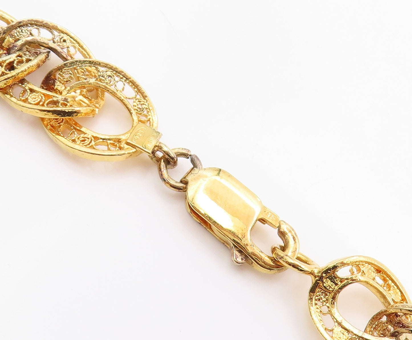 925 Sterling Silver Vintage Necklace Gold Plated Curb Cuban Link Chain  NE4652
