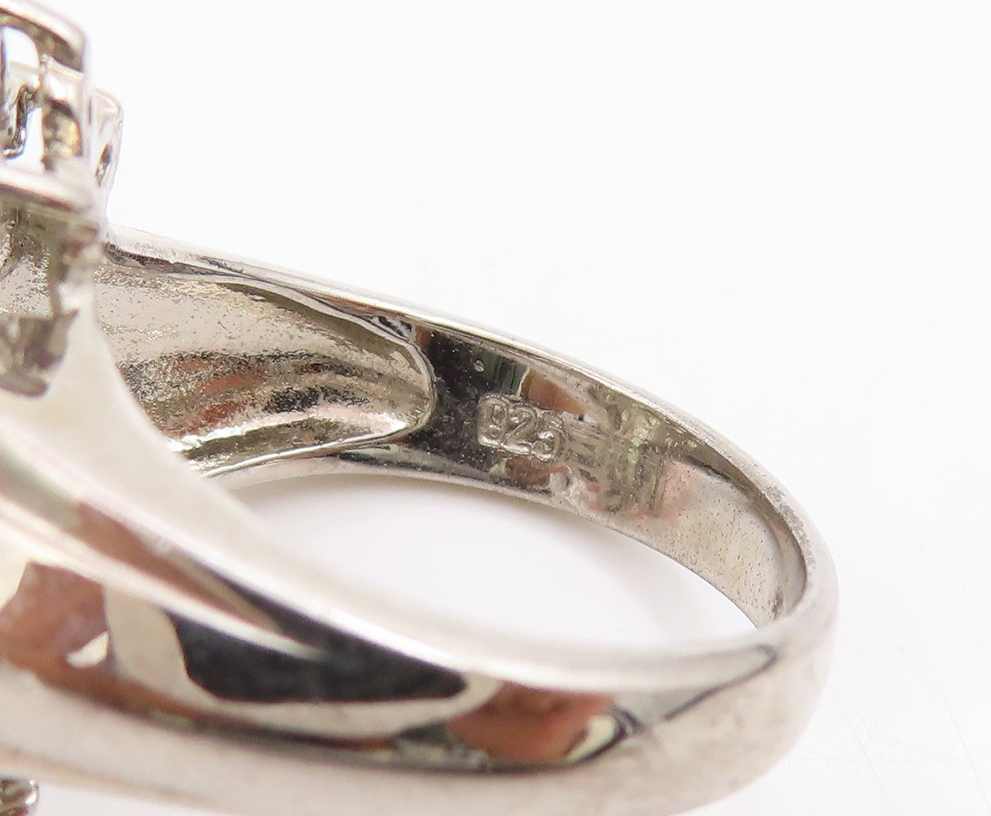 925 Sterling Silver Vintage Ring Topaz Cluster Statement Band  Sz 5.5  RG33972