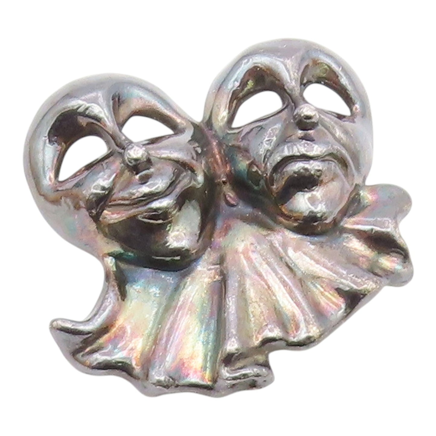 925 Sterling Silver  Vintage Modernist Drama Theater Masks Brooch Pin  BP3691