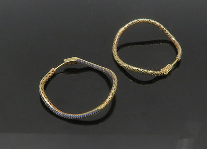 KLEO 925 Sterling Silver  Vintage Tanzanite Gold Plated Hoop Earrings  EG10540