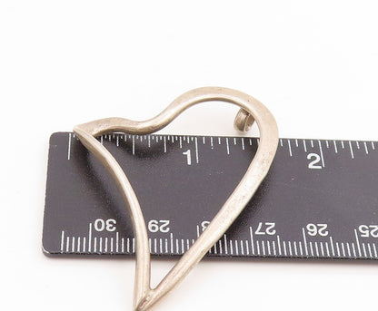 925 Sterling Silver Vintage Pendant Classic Stretched Open Love Heart  PT25428