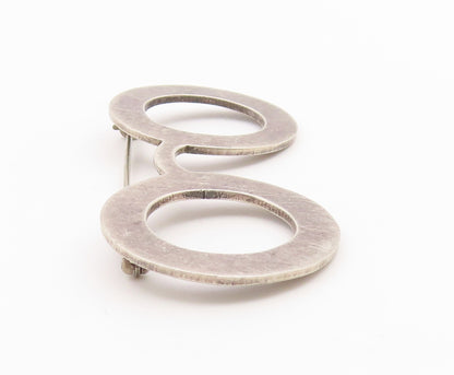 MEXICO 925 Sterling Silver  Vintage Smooth Spectacles Motif Brooch Pin  BP6587