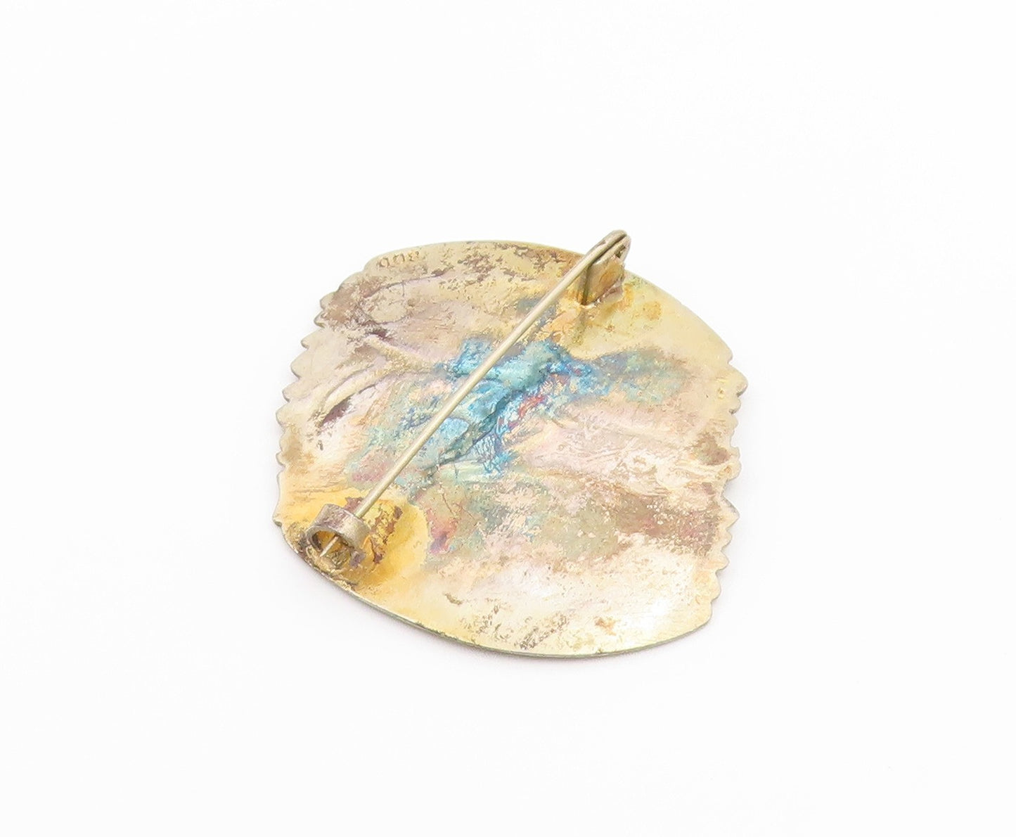 925 Sterling Silver Vintage Brooch Pin Antique Byzantine Monogram Bird  BP12617