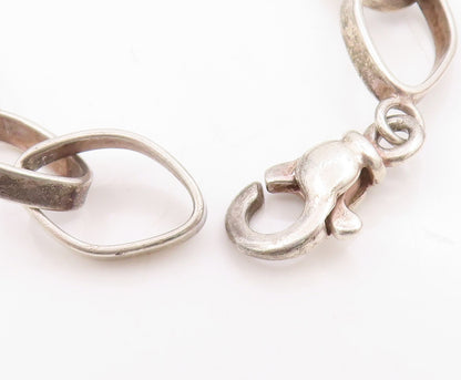 925 Sterling Silver Vintage Bracelet Chunky Interlocking Open Oval Link BT11724