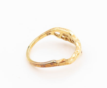 925 Sterling Silver Vintage Ring Gold Plated Openwork Multi Band Sz 9.5 RG36228