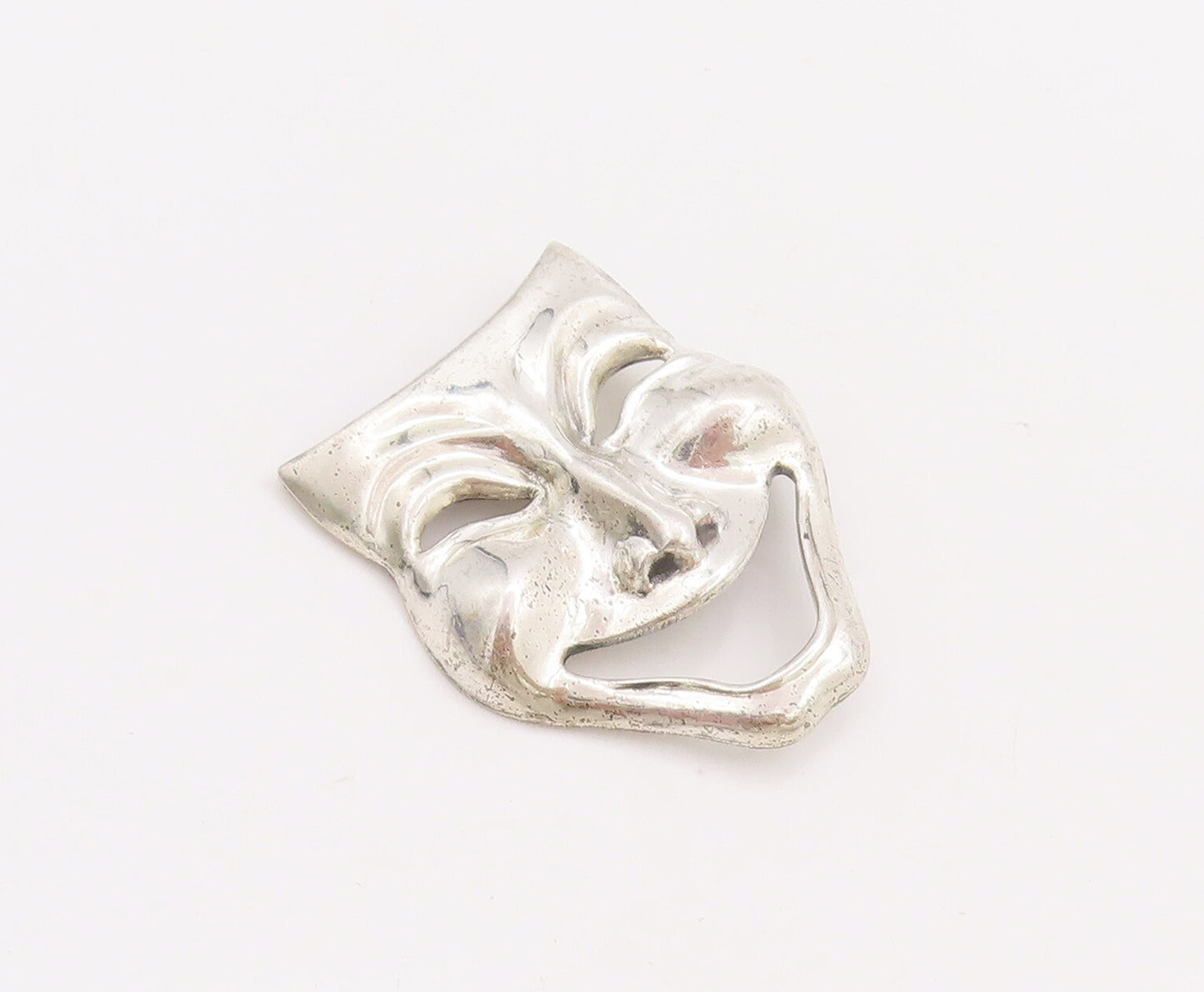 925 Sterling Silver Vintage Brooch Pin BEAU Cutout Happy Smiling Mime  BP11072