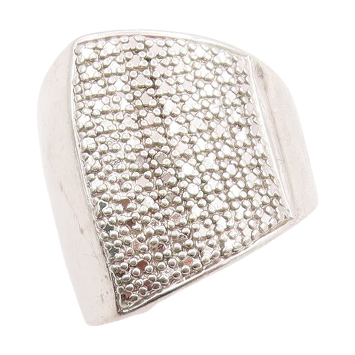 925 Sterling Silver Vintage Ring Sparkling Geometric Signet Band  Sz 7  RG33677