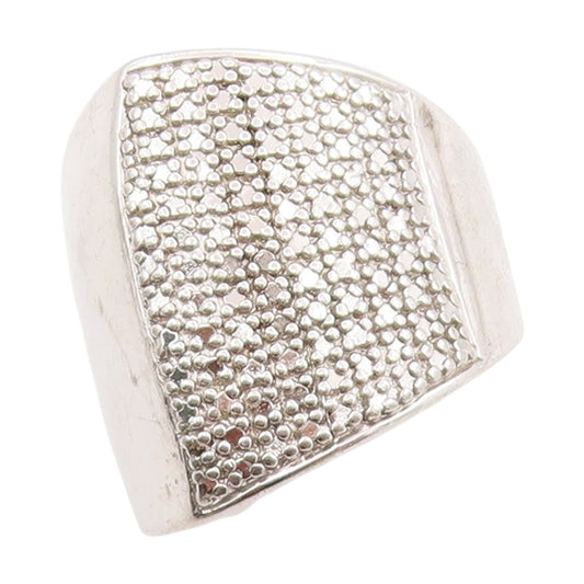 925 Sterling Silver Vintage Ring Sparkling Geometric Signet Band  Sz 7  RG33677