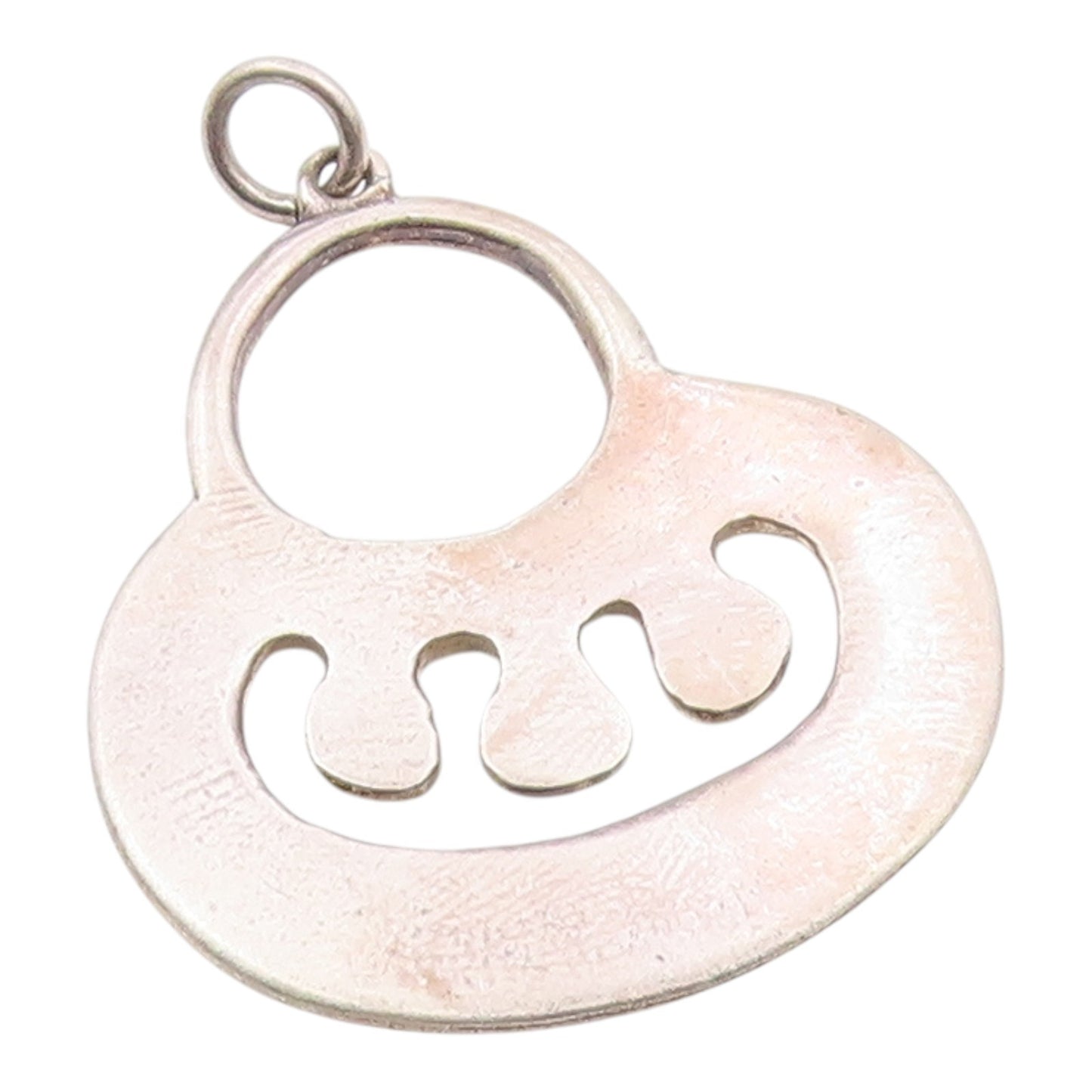 ALVA 925 Sterling Silver  Vintage Smooth Cutout Design Drop Pendant  PT9591