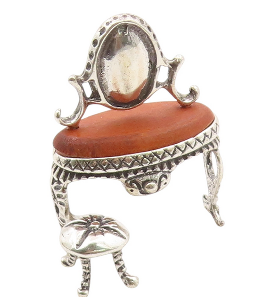 925 Sterling Silver Vintage Decorative Piece Doll House Dressing Table  TR4018