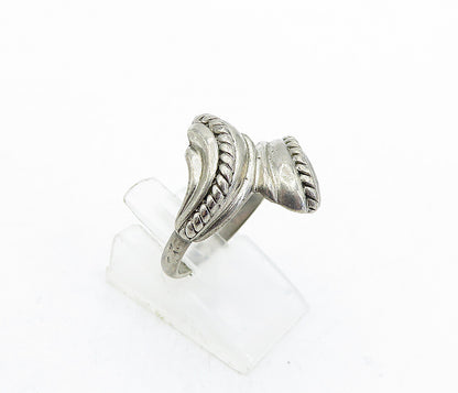 925 Sterling Silver  Vintage Fluted Twist Bypass Band Ring Sz 8.5  RG4702