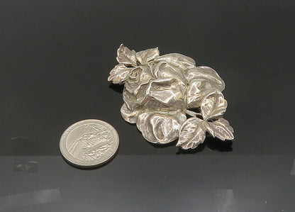 925 Sterling Silver  Vintage Shiny Rose Flower Motif Brooch Pin  BP8294