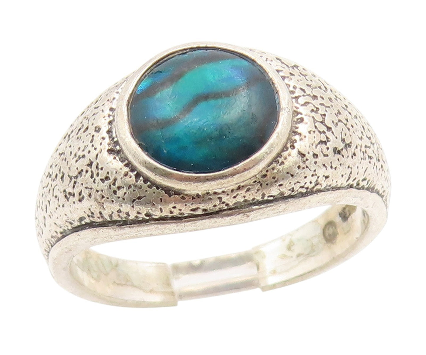 925 Sterling Silver Vintage Ring WHEELER Round Eilat Stone Band  Sz 10  RG34860