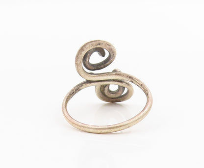 925 Sterling Silver Vintage Ring Double Spiral Coil Bypass Band  Sz 7.5  RG34250
