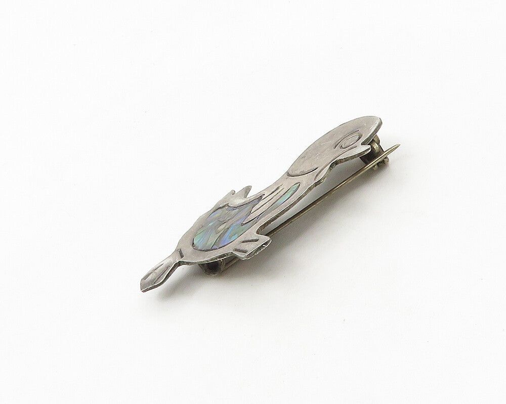 MEXICO 925 Sterling Silver  Vintage Inlaid Abalone Baby Bird Brooch Pin BP7236