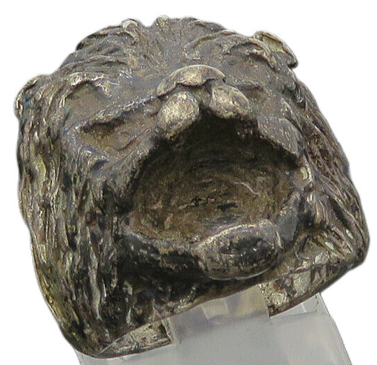925 Sterling Silver  Vintage Oxidized Lion's Head Band Ring Sz 6.5  RG20219