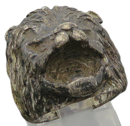 925 Sterling Silver  Vintage Oxidized Lion's Head Band Ring Sz 6.5  RG20219