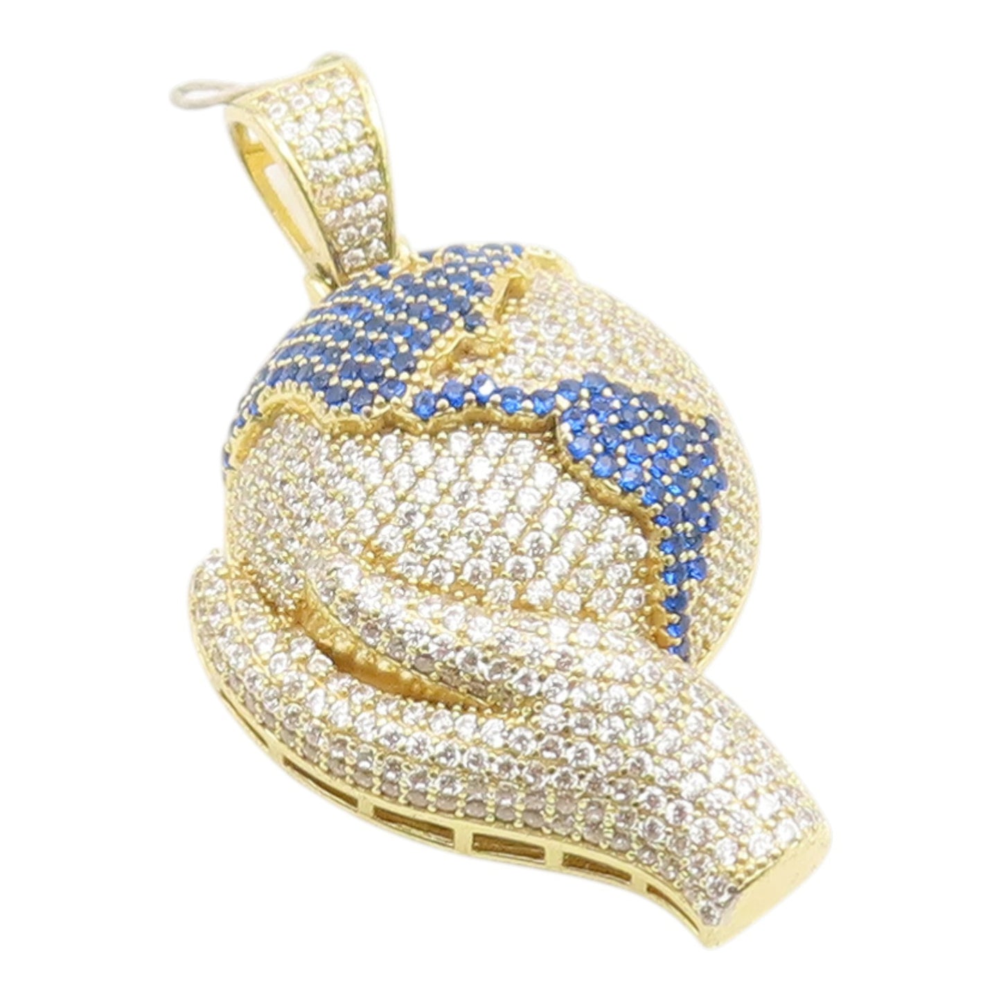925 Sterling Silver Vintage Pendant Gold Plated CZ Hand Holding Globe  PT26218