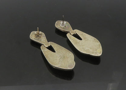 925 Sterling Silver  Vintage Dark Tone Smooth Hinge Dangle Earrings  EG10484