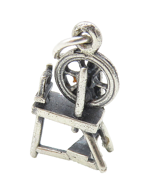 925 Sterling Silver  Vintage Petite Cotton Wheel Motif Drop Pendant  PT7978