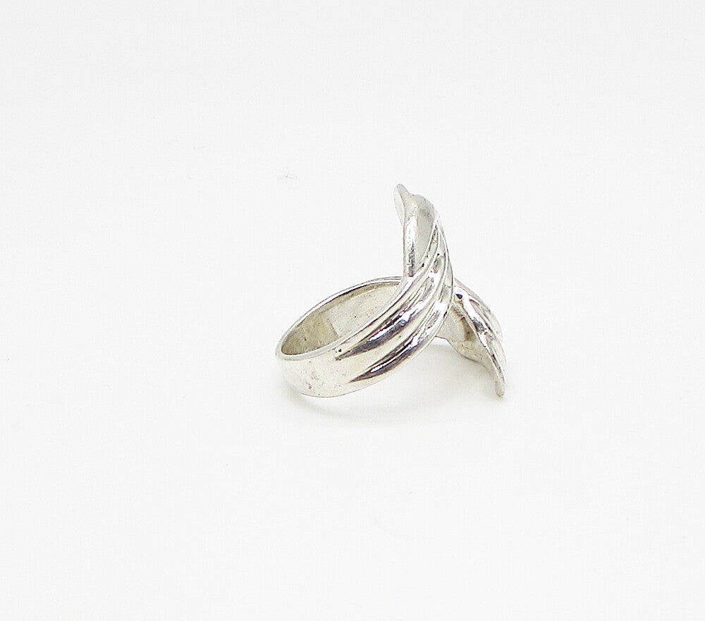 925 Sterling Silver  Vintage Art Deco Bypass Band Ring Sz 7  RG3339