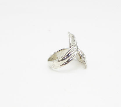 925 Sterling Silver  Vintage Art Deco Bypass Band Ring Sz 7  RG3339