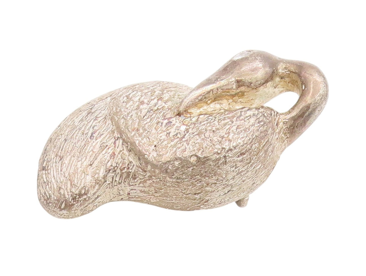 Solid Silver Vintage Belt Buckle CZ Eyed Large Pelican Bird Heavy TR3965