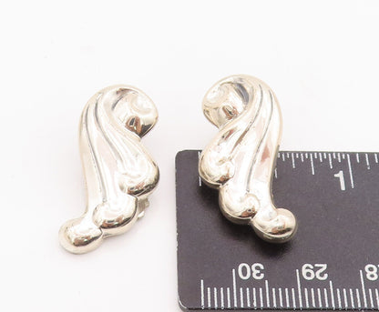 925 Sterling Silver Vintage Earrings RENOIR Minimalist Carved Swirls  EG13082