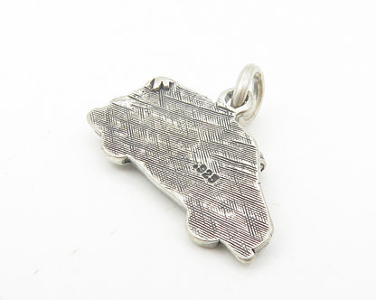 925 Sterling Silver  Vintage Petite Dark Tone Mom's Taxi Etched Pendant PT9099
