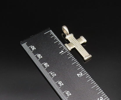 925 Silver  Vintage Linear Textured Religious Cross Drop Pendant  PT21695