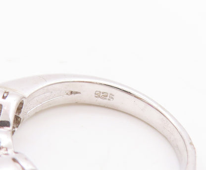 925 Sterling Silver Vintage Ring Round Cut Amethyst Carved Hearts  Sz 7  RG29466