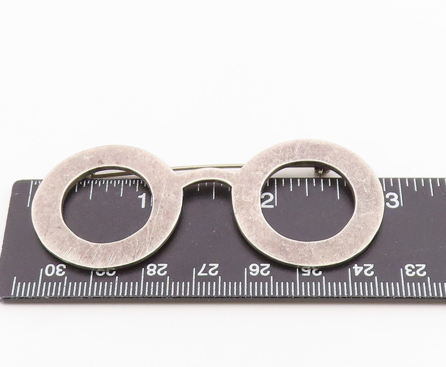 MEXICO 925 Sterling Silver  Vintage Smooth Spectacles Motif Brooch Pin  BP6587