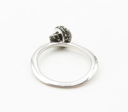 925 Sterling Silver  Shiny Marcasite Ball Knot Band Ring Sz 6.5  RG15395
