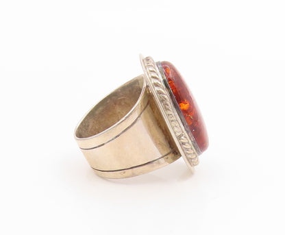 925 Sterling Silver Vintage Ring DTR JAY KING Cabochon Amber Band  Sz 9  RG35849