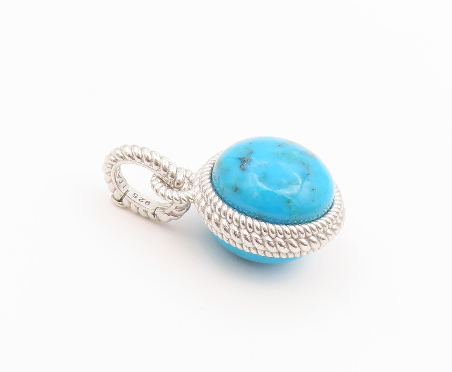 925 Sterling Silver Vintage Pendant JUDITH RIPKA Cabochon Turquoise Orb  PT26589