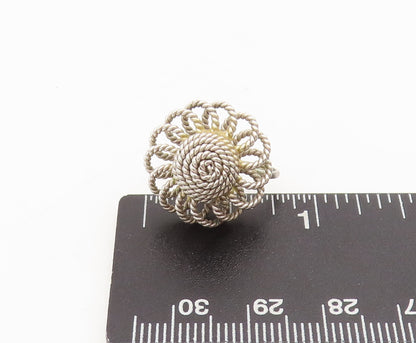 925 Sterling Silver  Vintage Twisted Rope Flower Screw Back Earrings  EG12629