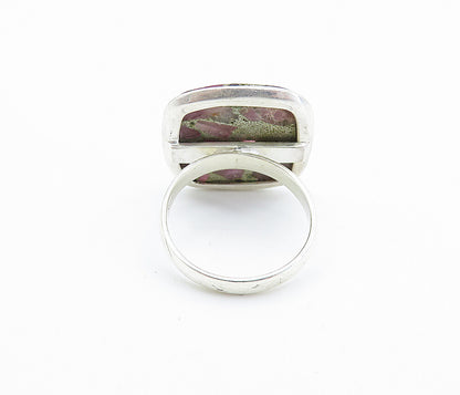 925 Sterling Silver Purple Jasper Square Shiny Cocktail Ring Sz 7.5 RG7777