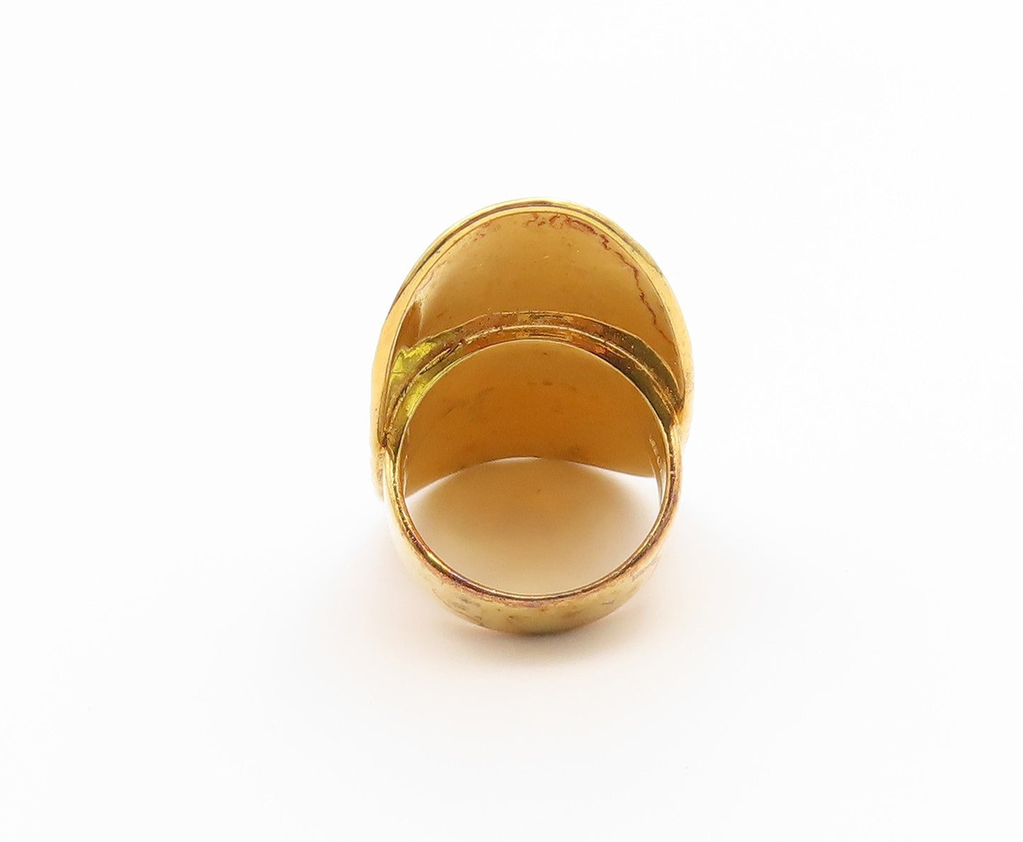 925 Sterling Silver Vintage Ring Gold Plated Hammered Shield Band  Sz 6  RG36947