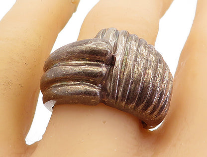 925 Sterling Silver  Vintage Modernist Dark Tone Large Band Ring Sz 10  RG5447