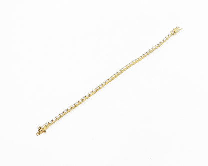 925 Sterling Silver Shiny Cubic Zirconia Gold Plated Tennis Bracelet  BT7372
