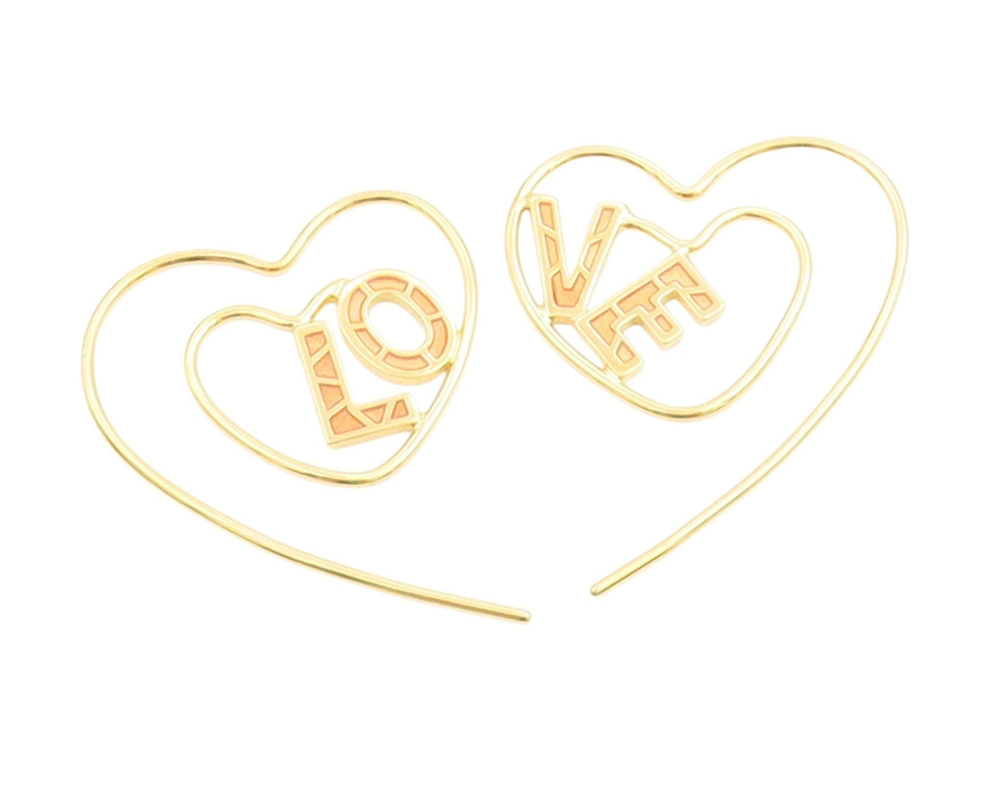 925 Sterling Silver Vintage Earrings Gold Plated Love Heart Wire Strings EG13762