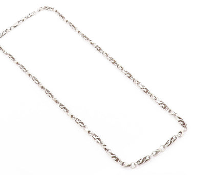 925 Sterling Silver Vintage Necklace Puffed Mariner Link Statement Chain  NE4626