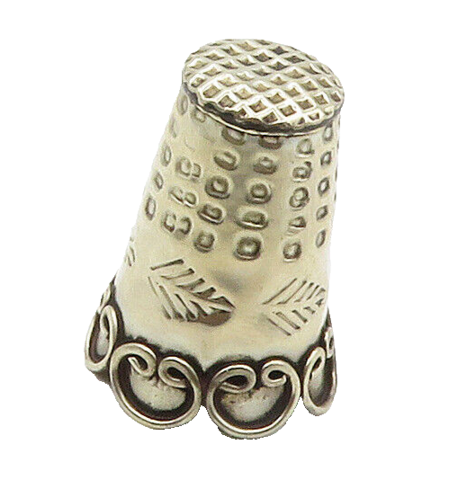 MEXICO 925 Sterling Silver  Vintage Floral Leaf Detail Sewing Thimble  TR2139