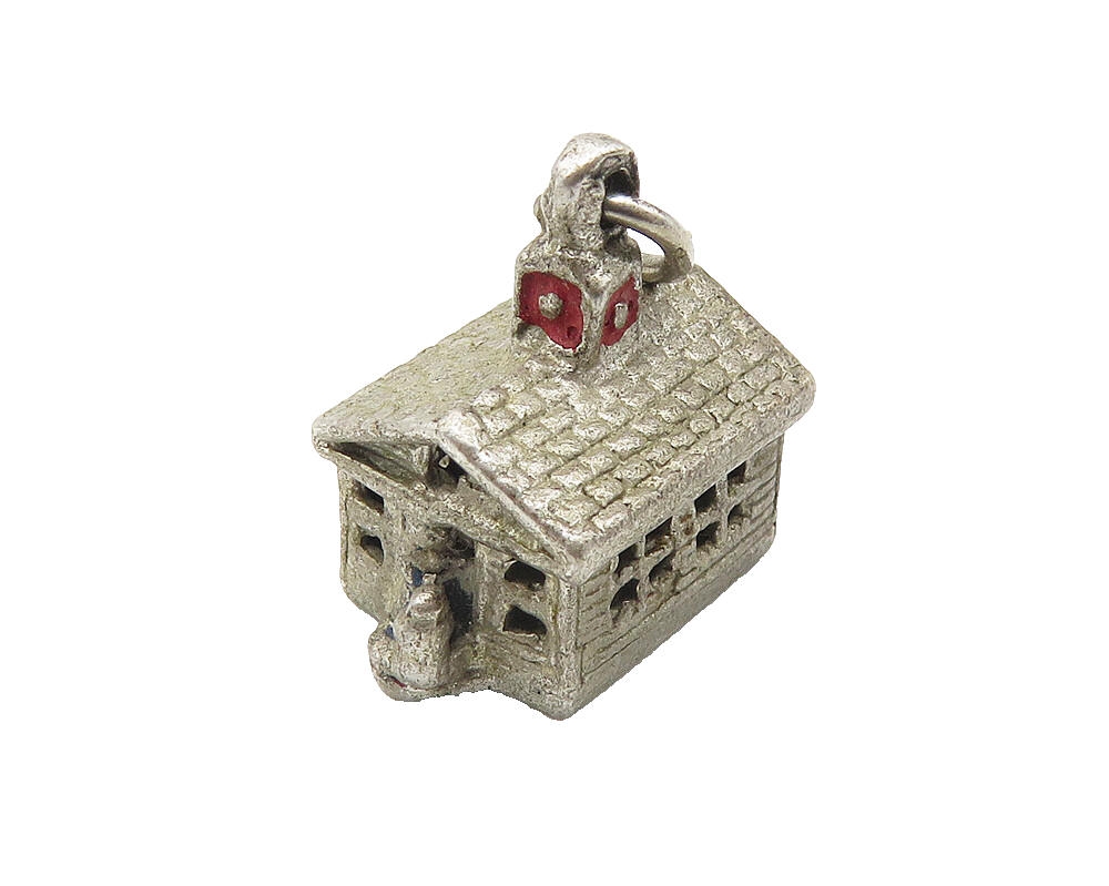 925 Sterling Silver  Vintage Dark Tone Petite House Motif Pendant  PT8442