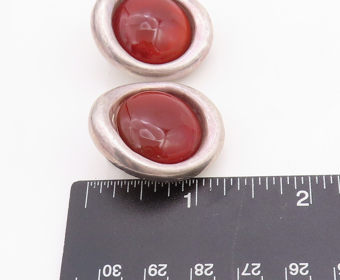 925 Sterling Silver Vintage Earrings BAT AMI ISRAEL Designer Carnelian  EG13228
