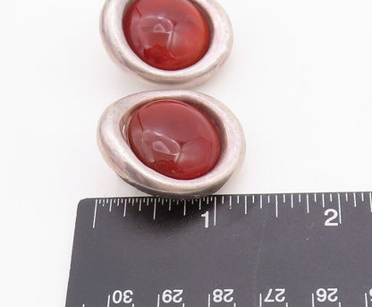 925 Sterling Silver Vintage Earrings BAT AMI ISRAEL Designer Carnelian  EG13228
