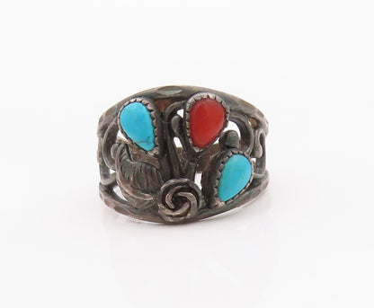 925 Sterling Silver Vintage Ring NAVAJO Drop Shape Turquoise  Sz 7  RG32541