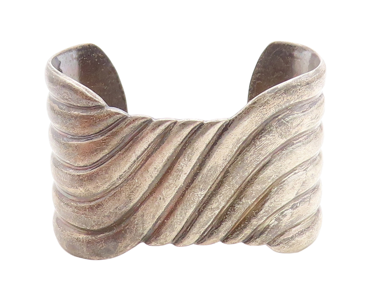 ZINA 925 Sterling Silver  Vintage Large Dark Tone Swirl Cuff Bracelet  BT1828